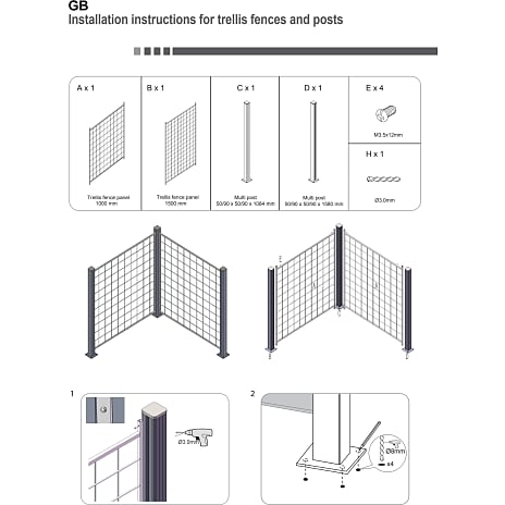 Hortus 3 fag espalier med 4 alustolper 100x100cm