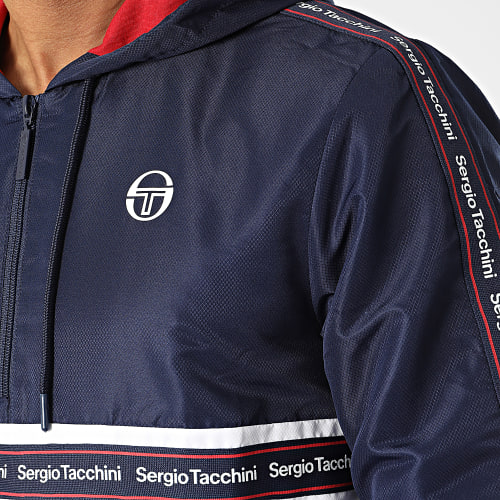 Veste Capuche Zippée A Bandes Meridiano Bleu Marine
