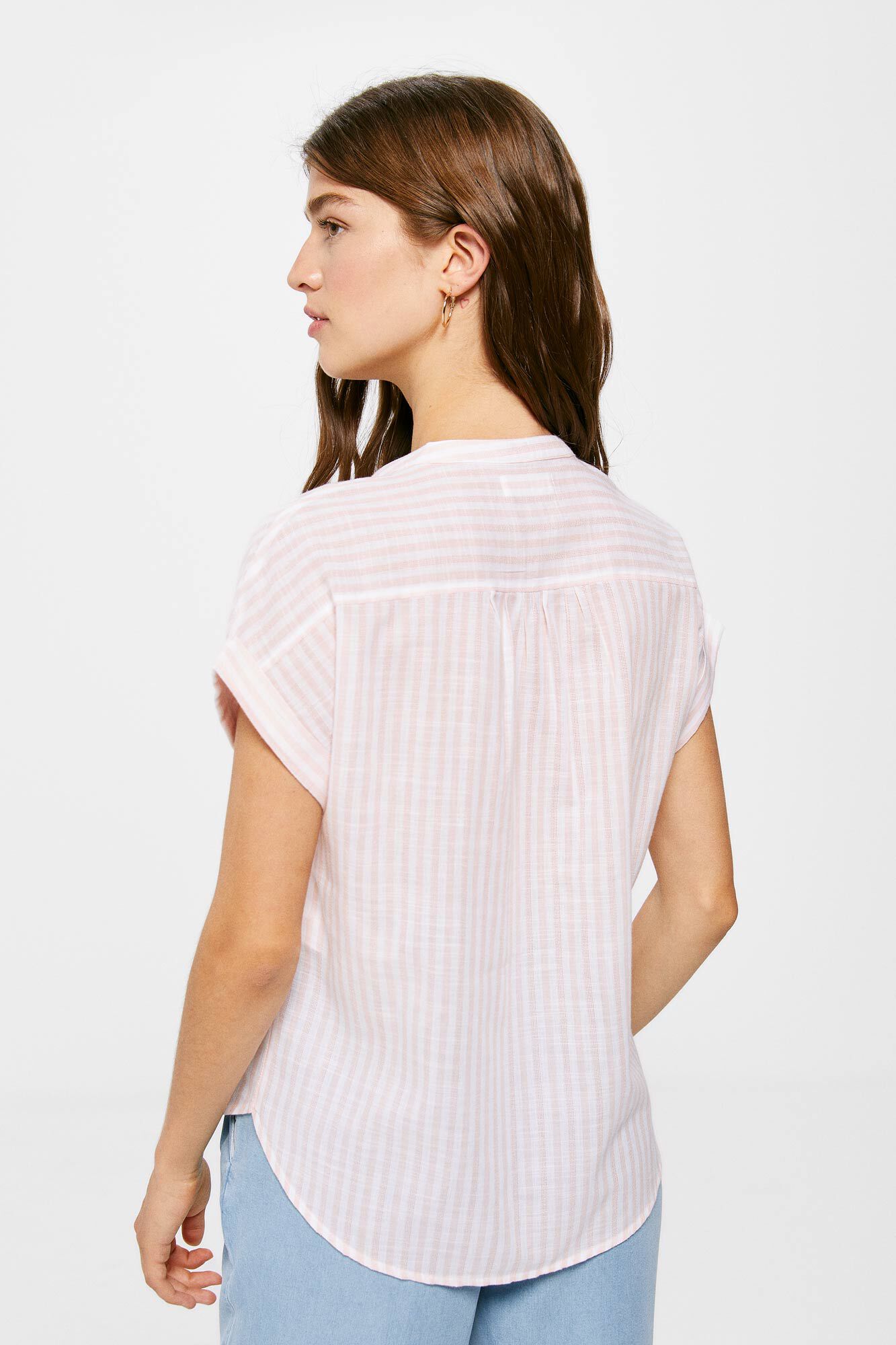 Blusa de algodão com gola mandarim