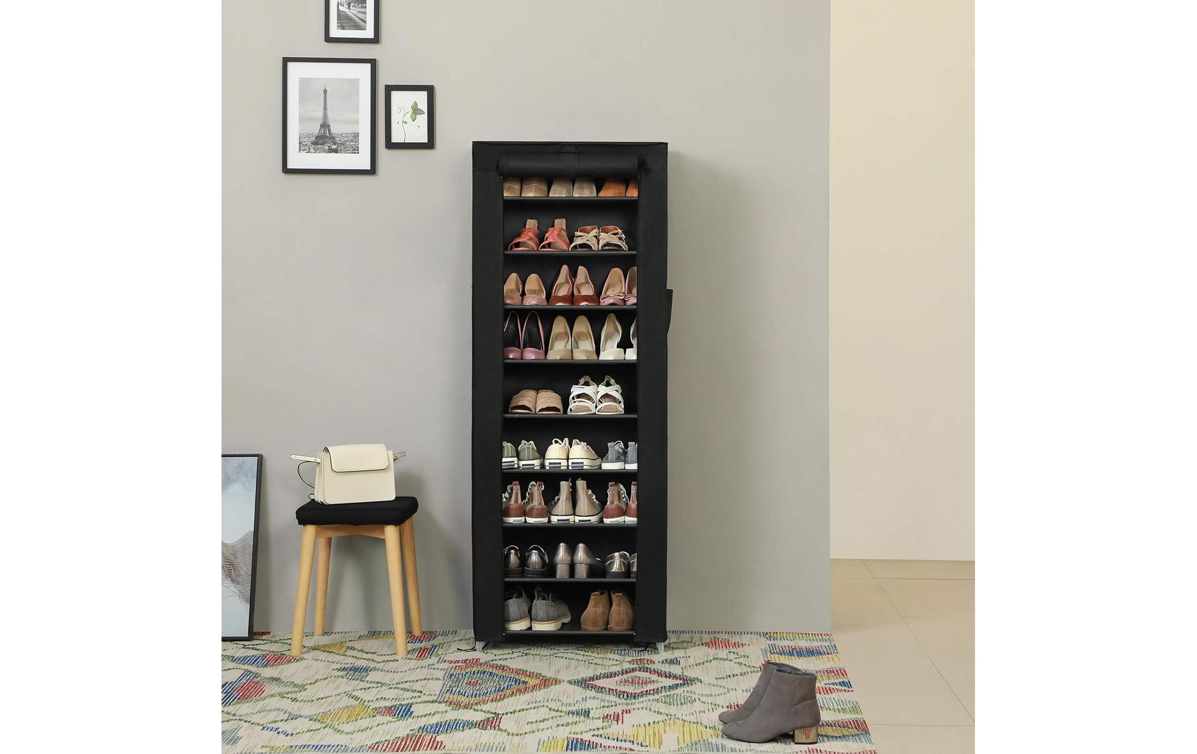 Schuhregal 28 x 162 cm, SchwarzTextilschrank