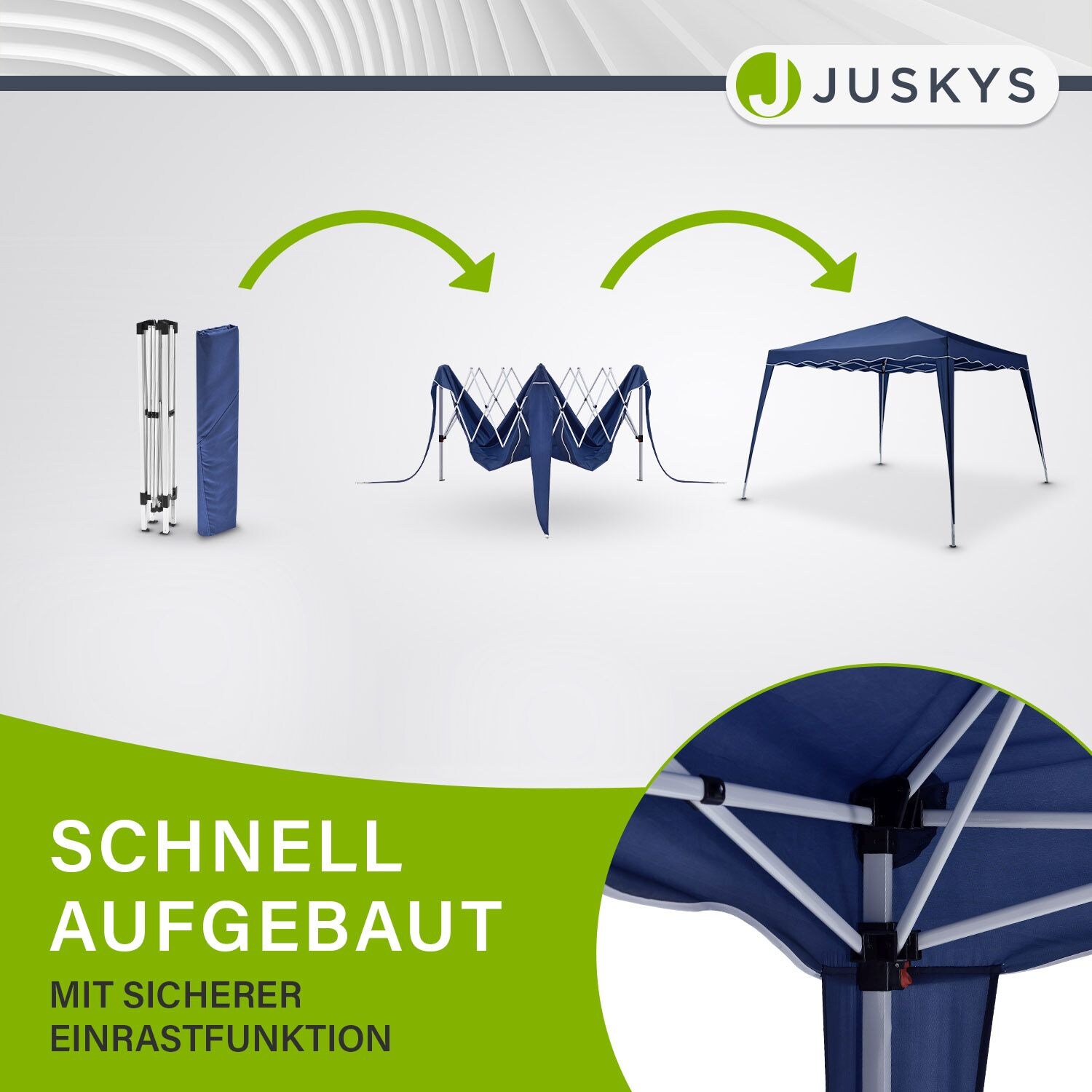 Juskys Faltpavillon Vivara 3x3 m mit Tasche – UV50+ Sonnenschutz Pavillon höhenverstellbar& faltbar