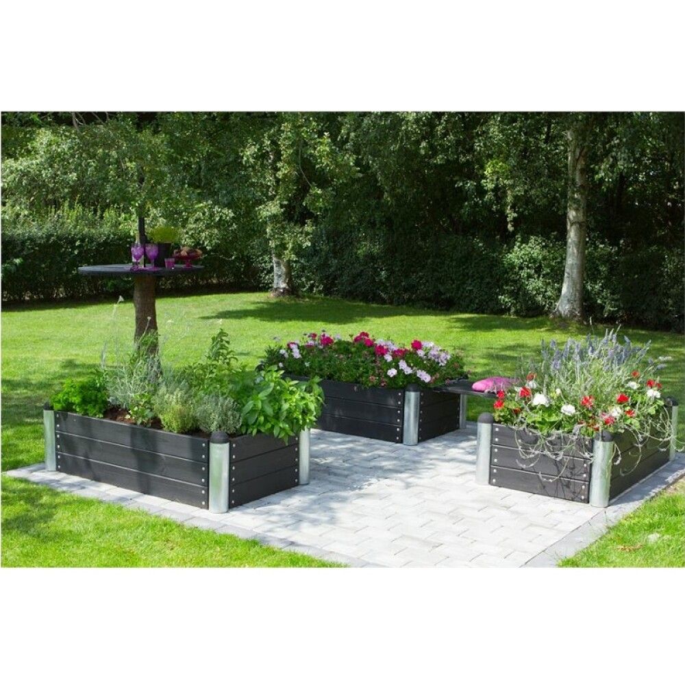 PLANTEKASSE PLUS PIPE SVART 140X80X36 CM