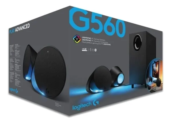 Logitech G560 - Højttalersystem - til PC - 2.1-kanal - trådløs - Bluetooth - USB - 120 Watt (Total)