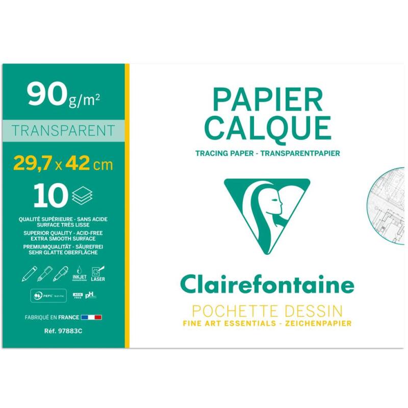 Papier Calque pochette 10F A3 90/95g