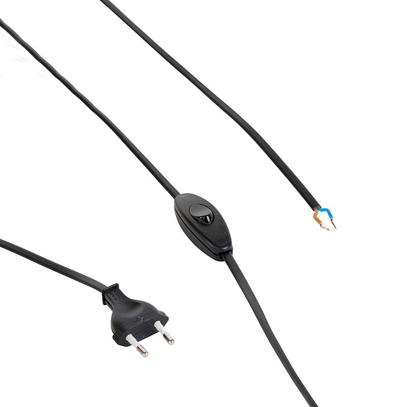 Aansluitkabel 80-120cm met schakelaar en stekker zwart