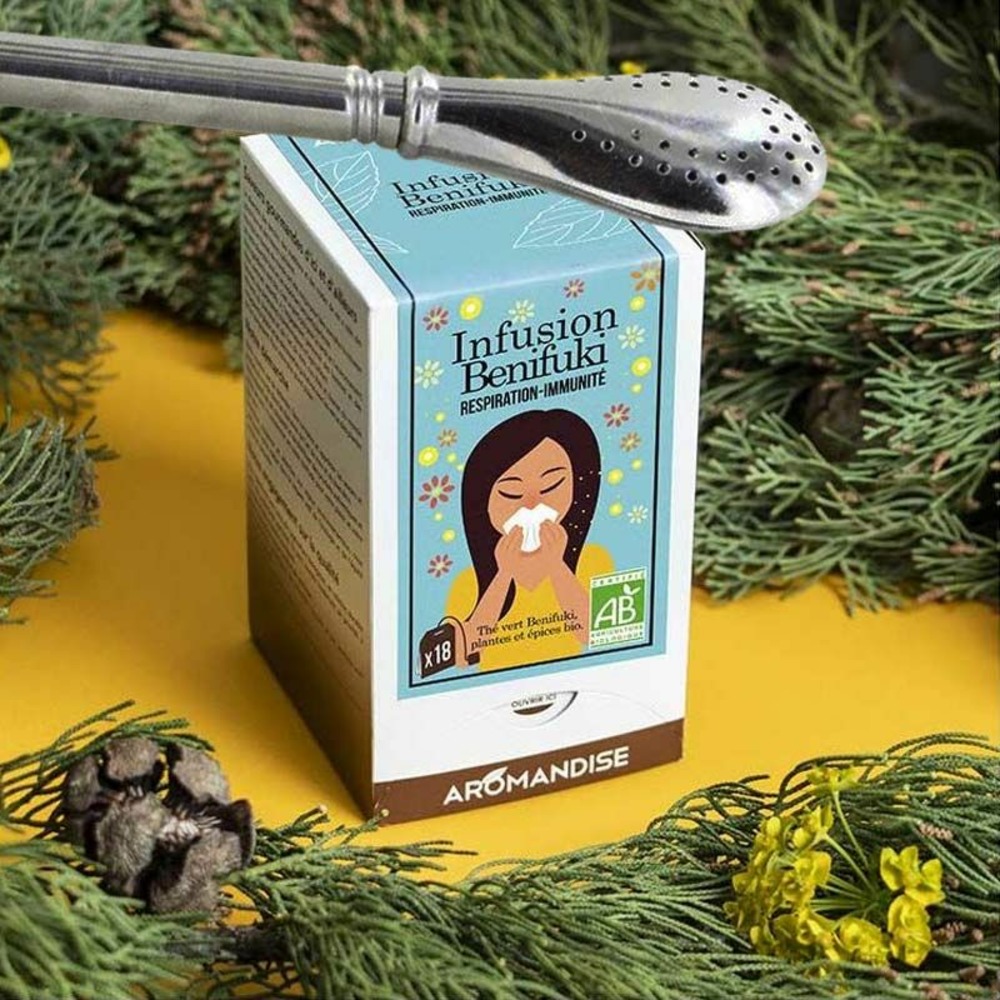 Tisane benifuki en sachets + paille inox avec filtre