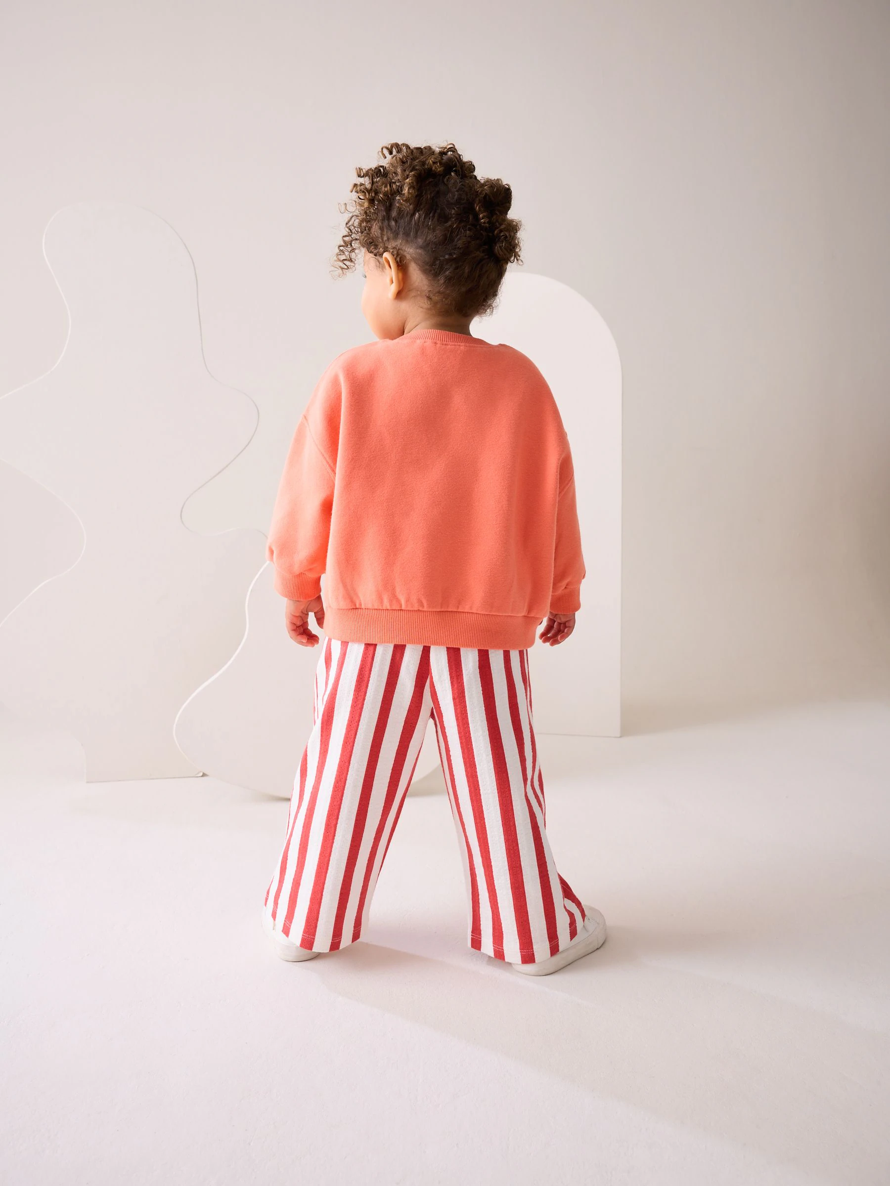 Oranje 'Squeeze the Day' - Set van sweatshirt en broek met wijde pijpen (3mnd -7jr)