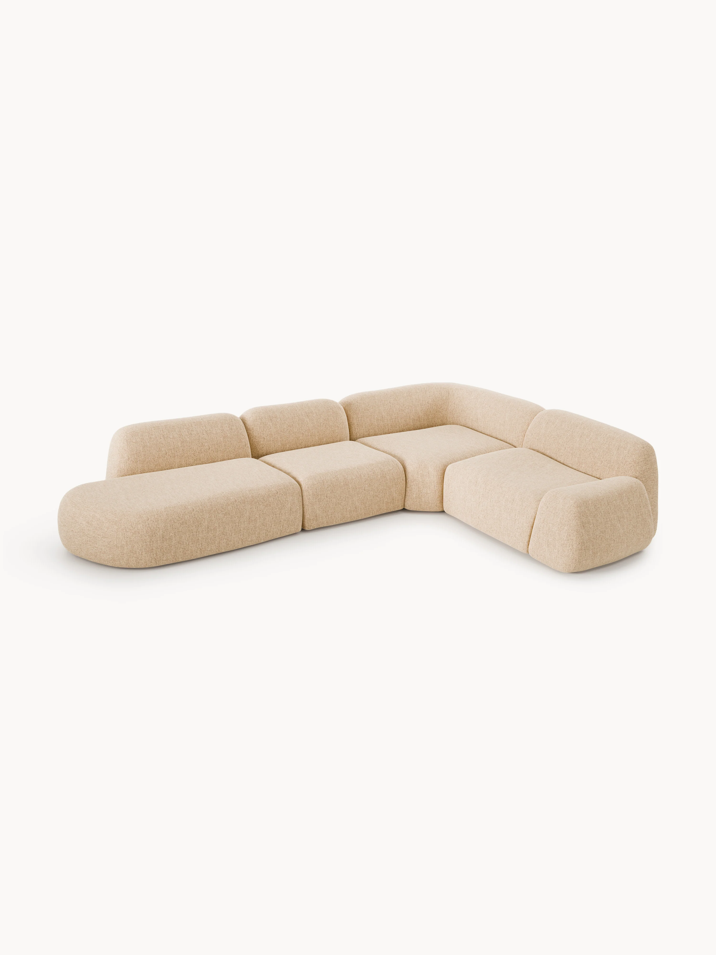 Modulaire bouclé XL hoekbank Wolke met chaise longue