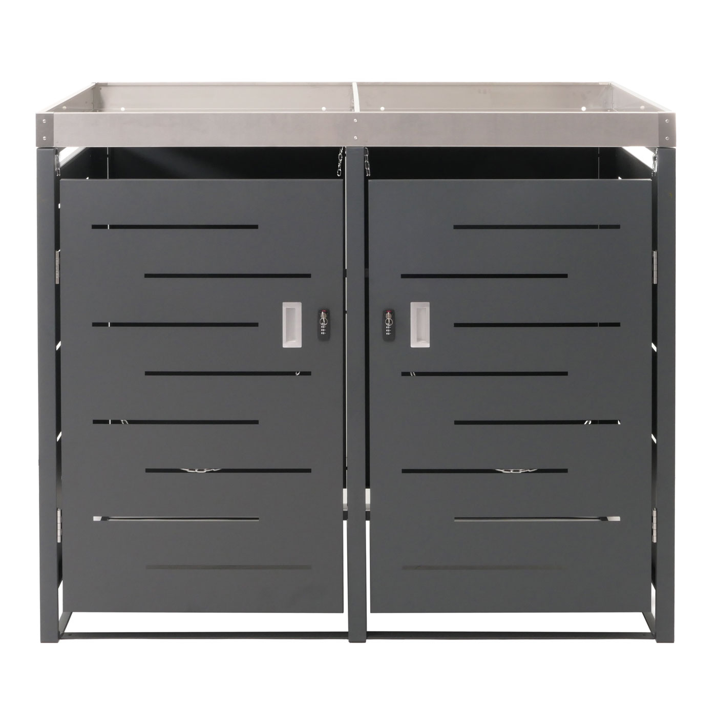 XL 2er-/4er-Mülltonnenverkleidung MCW-H40, Mülltonnenbox, Pflanzkasten Edelstahl-Metall 63kg 125x140x102cm erweiterbar