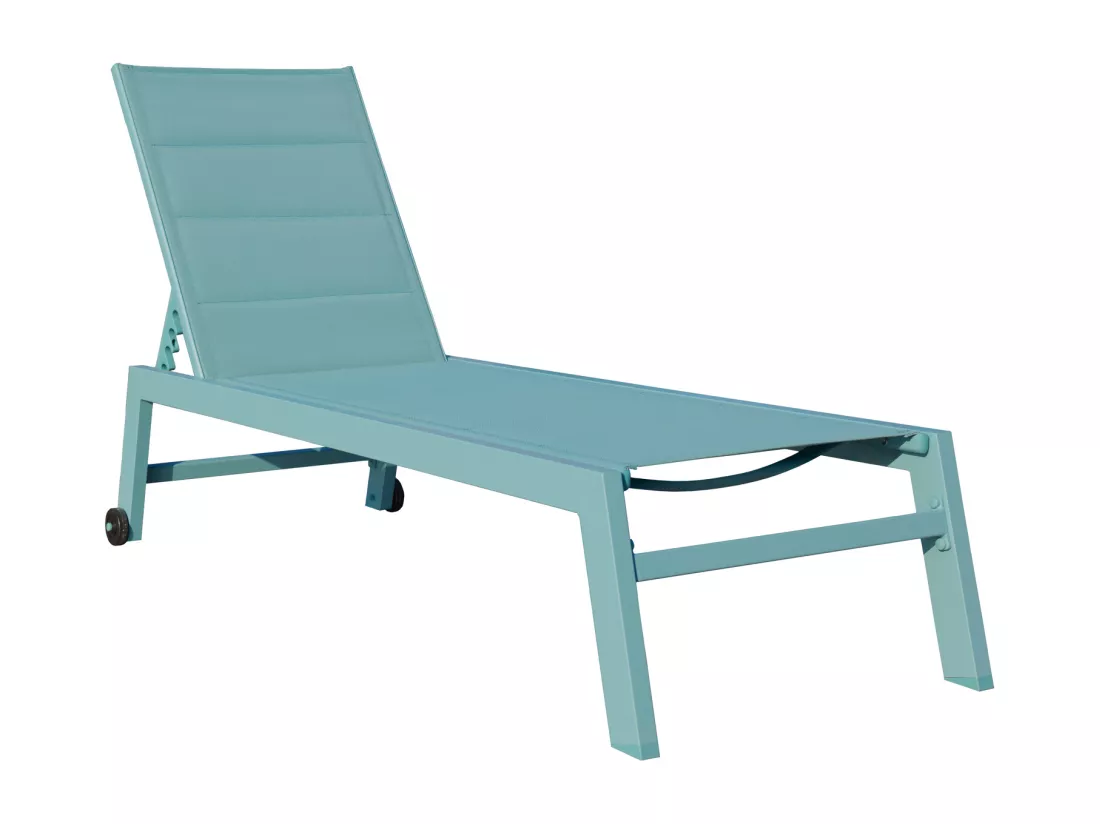 Lot de 2 bains de soleil BARBADOS en textilène bleu clair - aluminium bleu clair - HAPPY GARDEN