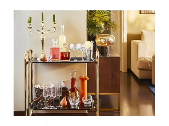 Table roulante pliante BAUHAUS châssis recouvert d'un bain d'or