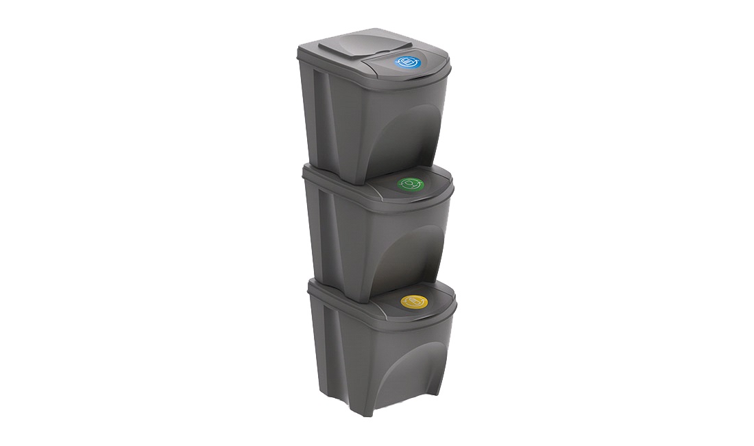 Sorteringsbokse til affaldssortering eller opbevaring 3x25l.