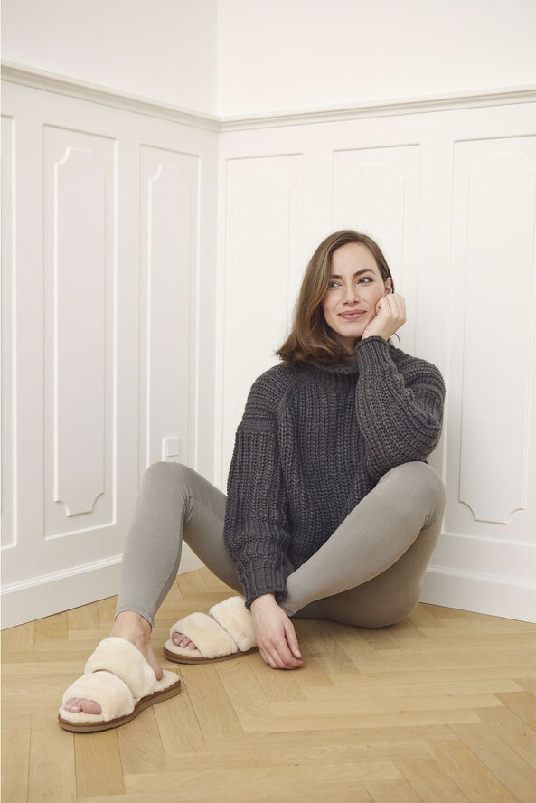 NATURES Collection Slippers Straps (of 100% New Zealand Sheepskin) Natur Nature