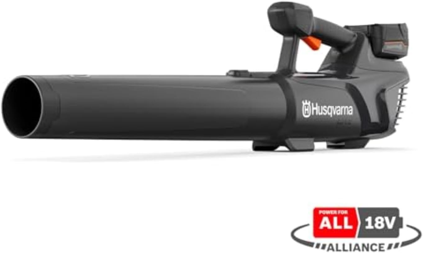 Husqvarna Akku Laubbläser Aspire B8X-P4A mit Akku und Ladegerät, 3 Geschwindigkeits Stufen, abnehmbares Rohr, leichte Handhabung