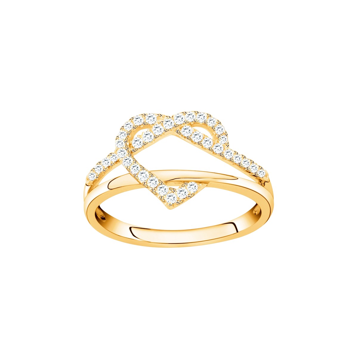 Bague en Plaqué Or avec oxyde de zirconium blanc