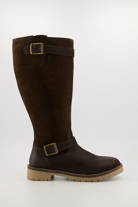Lederstiefel, 3XL-Schaft, Zierriegel, Weite H
