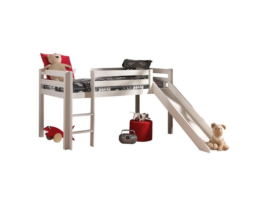 VIPACK - Lit mi-hauteur 90x200 avec toboggan sommier inclus et housse...