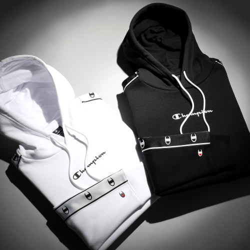 Sweat Capuche A Bandes 218910 Blanc