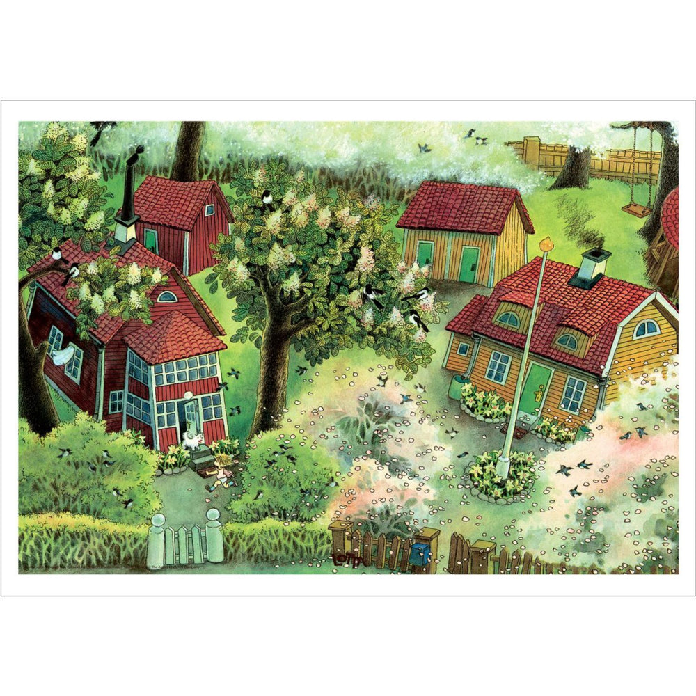 Køb Poster & Frame Astrid Lindgren - Running In The Garden - Lotta On Troublemaker Street