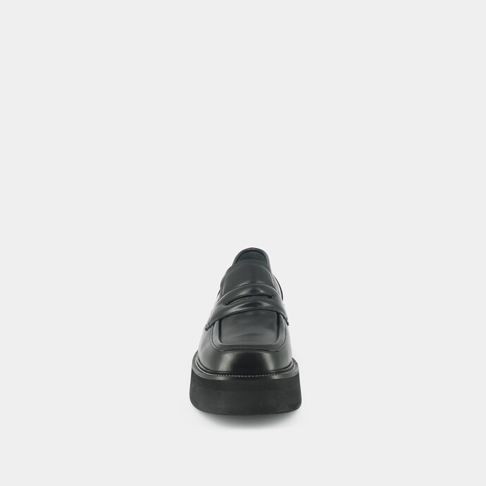 Mocassins à plateformes  en cuir glacé noir