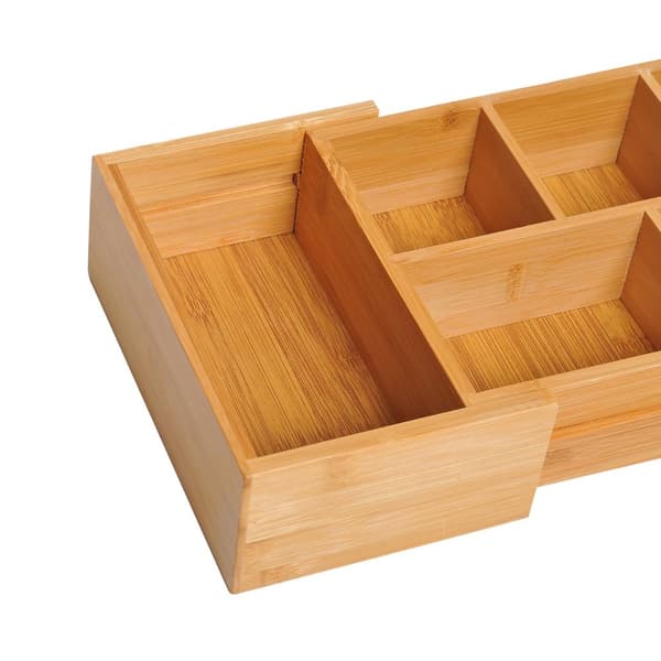 Oppbevaringsboks, Skufforganisator, Uttrekkbar Organiser, Bambus, Natur, 24,6 X 17,6 X 7 Cm