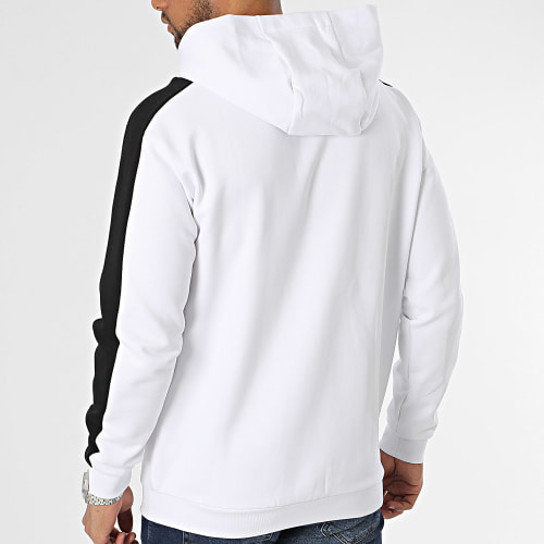 Sweat Zippé Capuche A Bandes 6RPM31-PJ07Z Blanc Noir