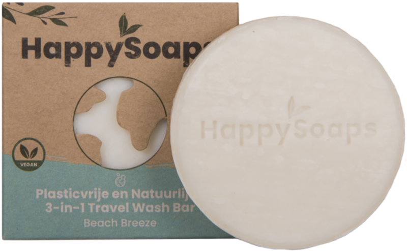 HappySoaps 3-in-1 Travel Wash Bar Beach Breeze 40gr