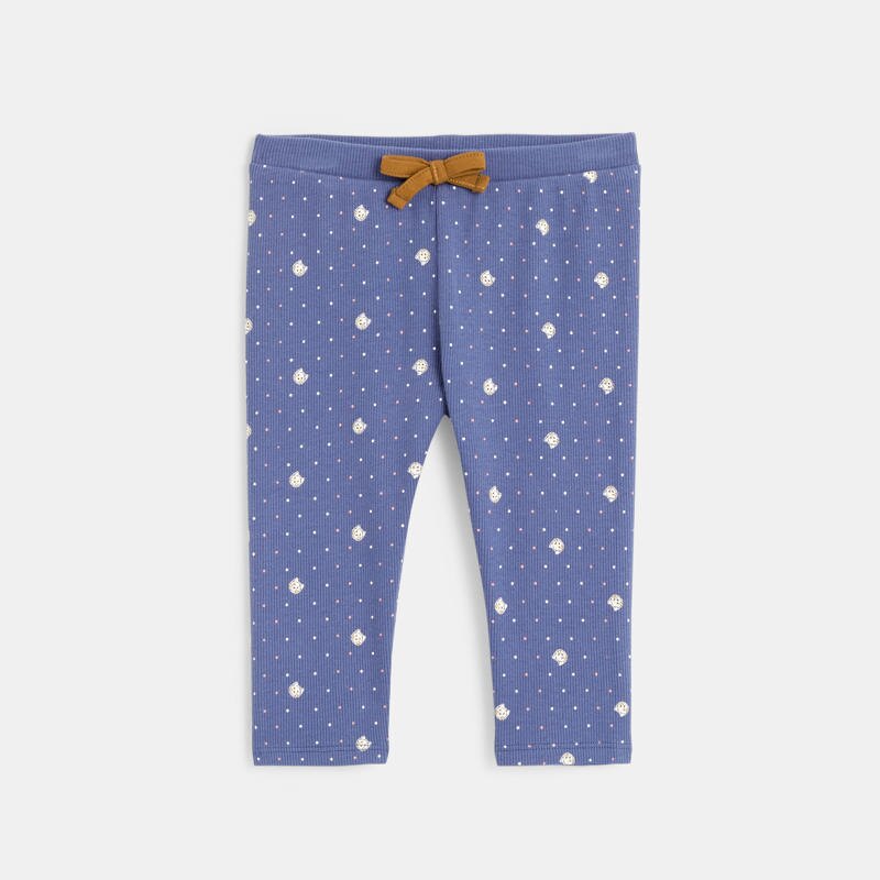 Legging à motifs maille côte plate bleu bébé fille Bleu