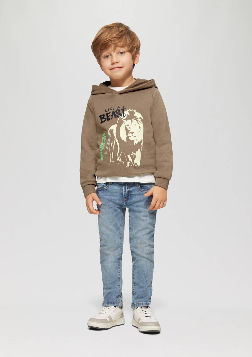 s.Oliver sweater met printopdruk bruin