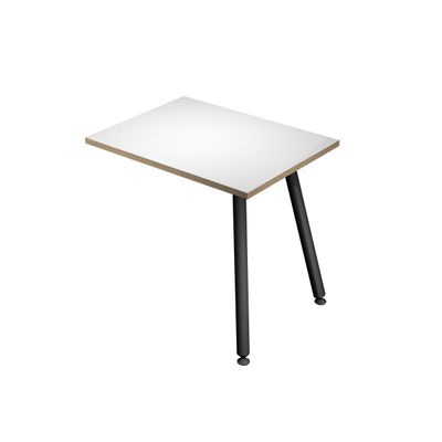 Retour direct pour bureau - L80 x H74 x P60 - Pieds métal noirs - plateau blanc chants chêne
