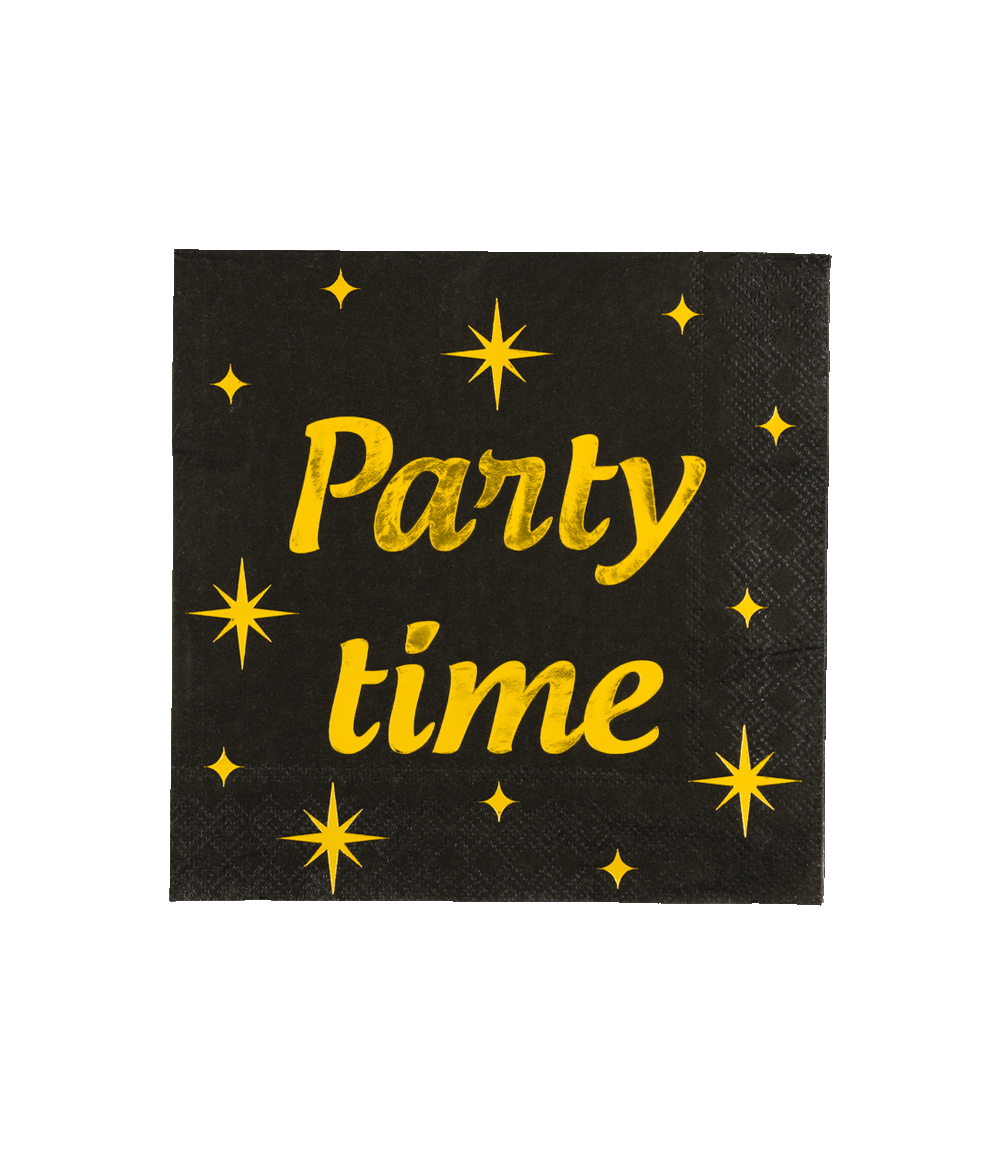 Party Servetten Zwart Goud 19cm 16st