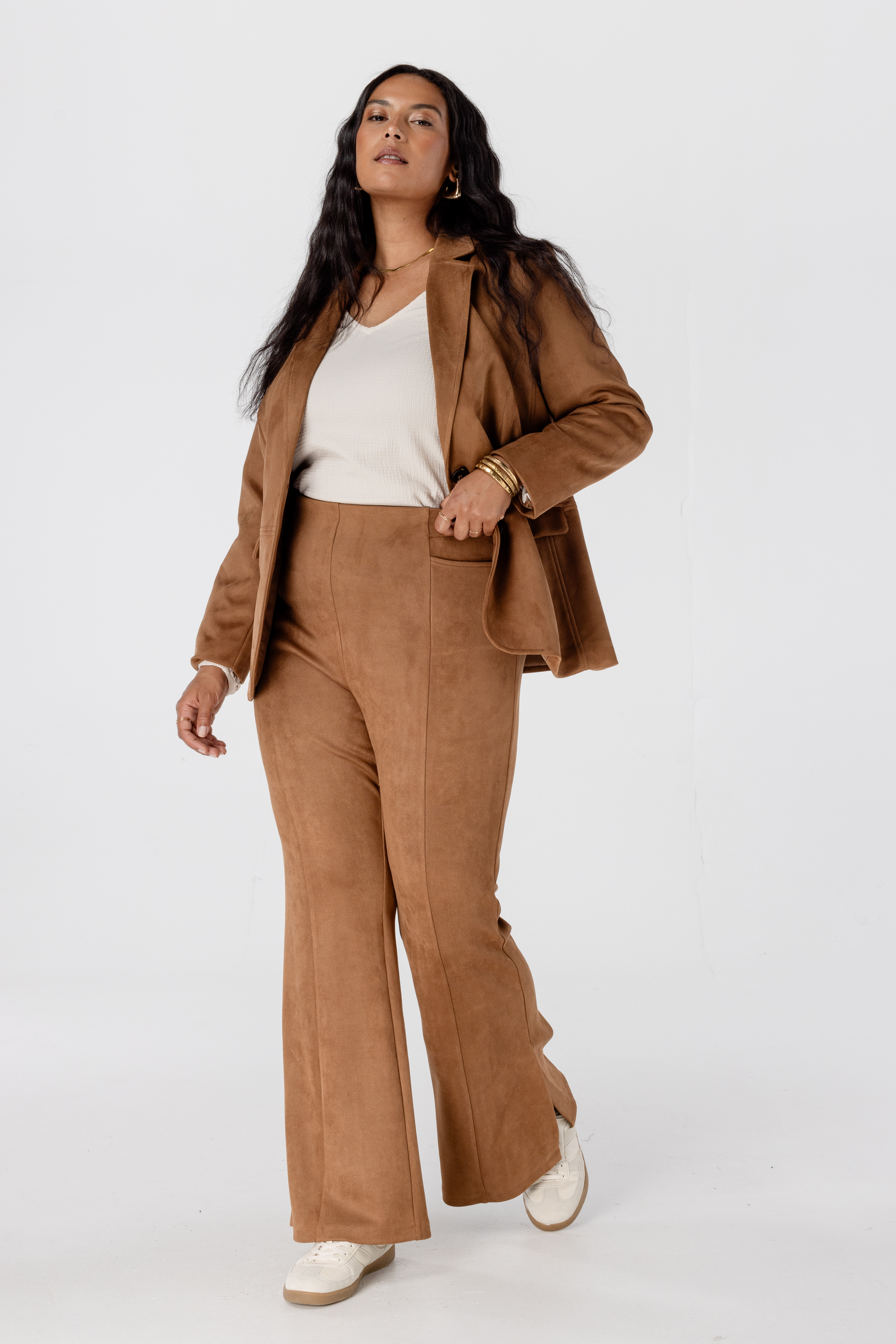 Blazer in suède look Cognac