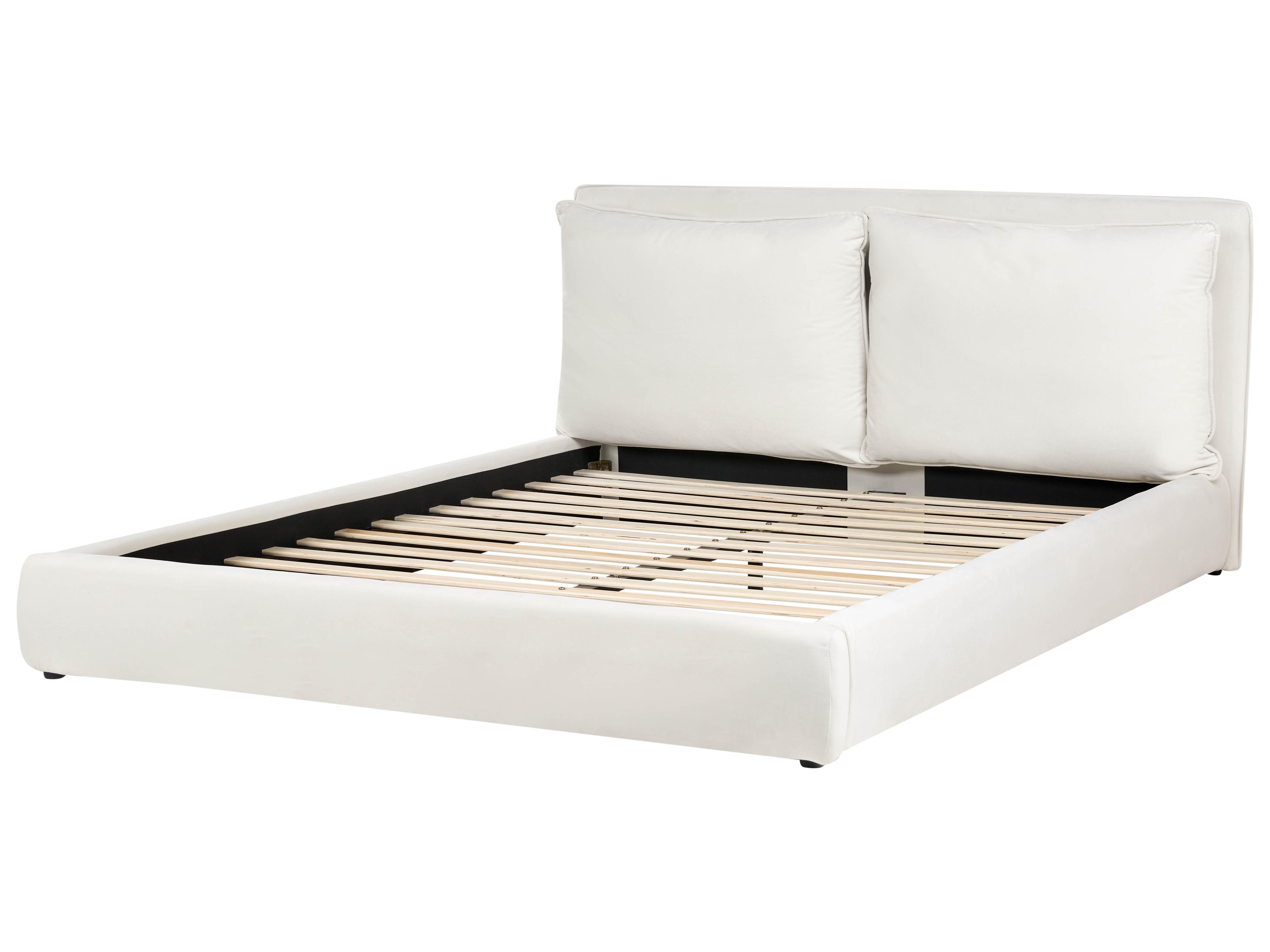Bed Fluweel BAJONNA 180 x 200 cm Gebroken wit