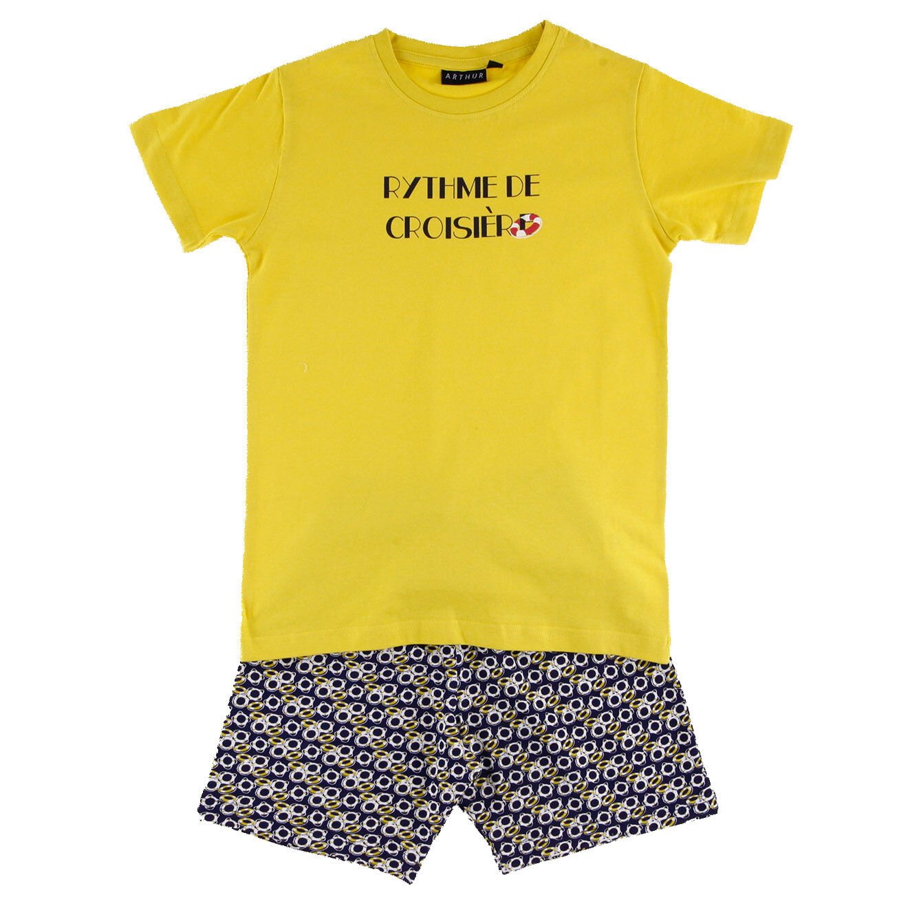 Arthur Pyjama imprimé jaune/bleu marine