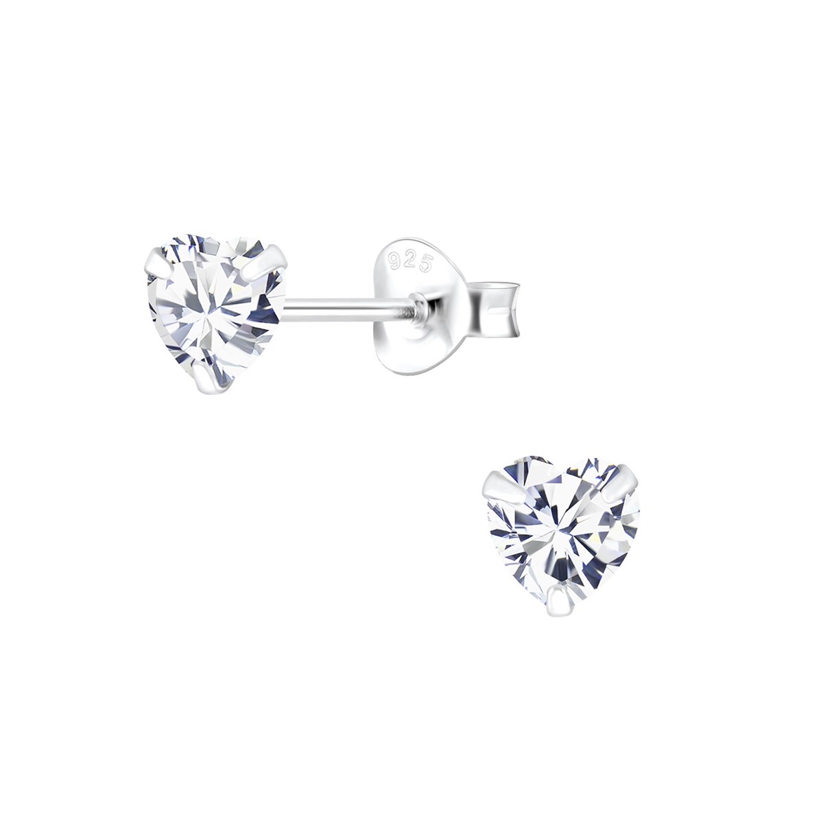 Boucles d'oreilles Coeur en argent 925 avec oxyde de zirconium