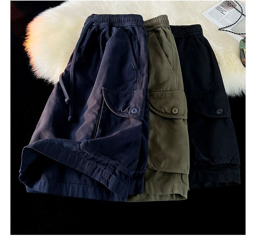 Loraca - Effen cargoshorts met trekkoordtaille