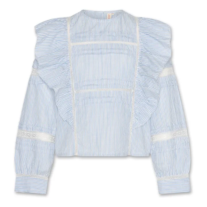 AO76 Blouse Leen Rayée | Bleu
