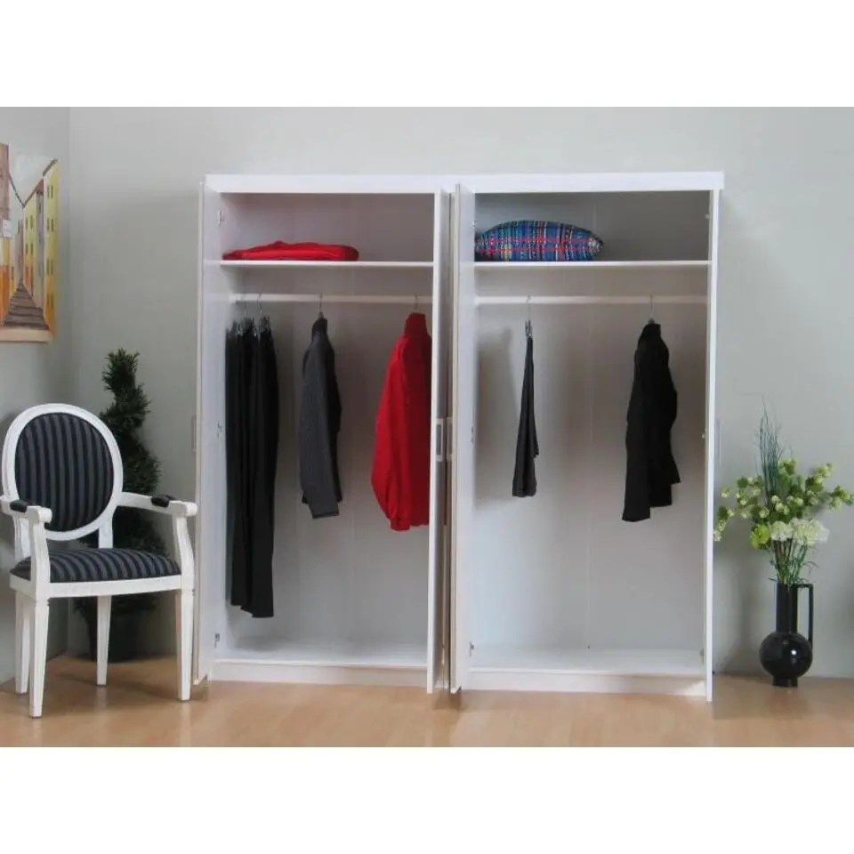 Hioshop 4deurs kast wit 2x2 Oslo kledingkast