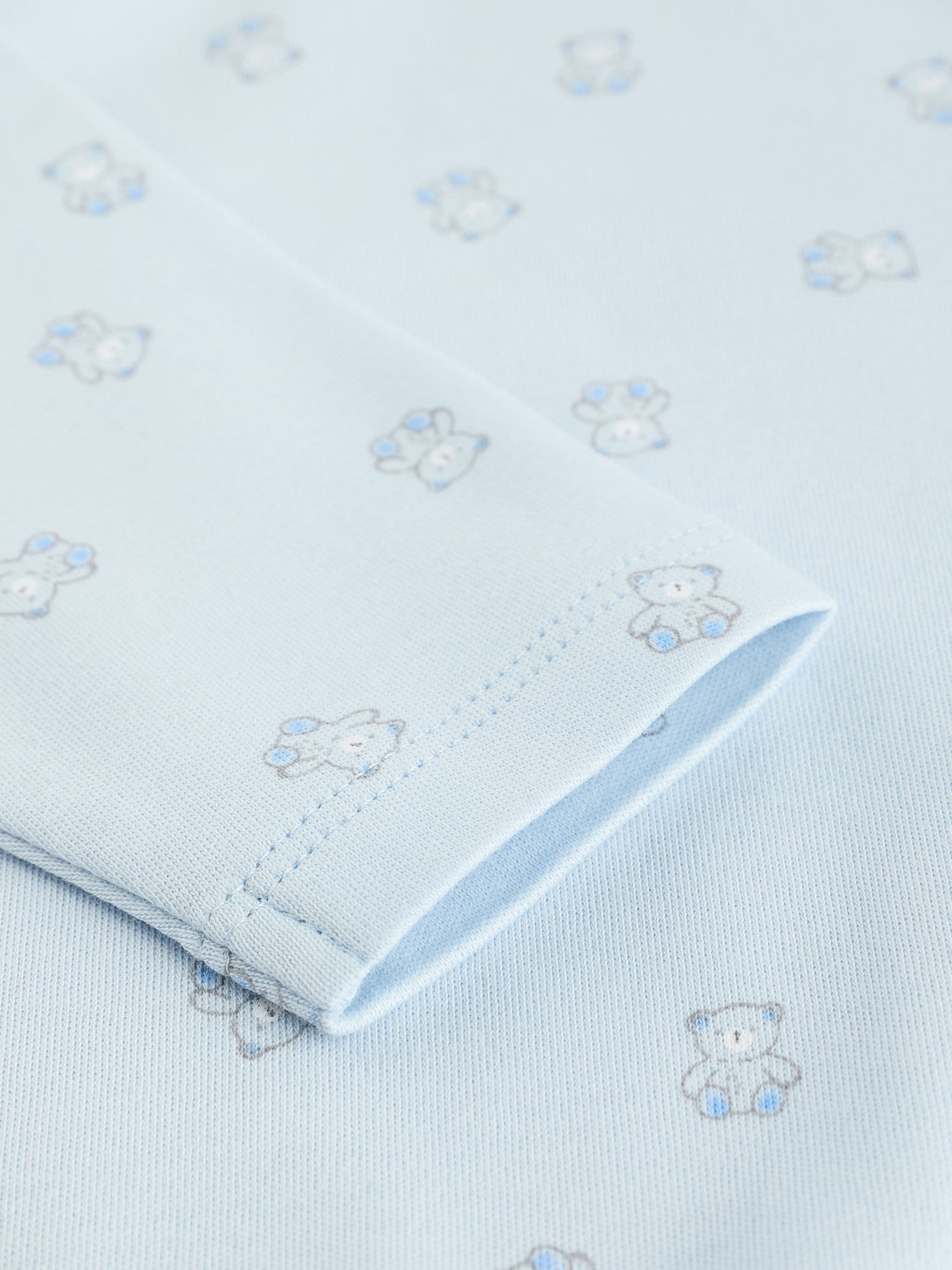 Blauw - Babyrompertjes met beer en lange mouwen