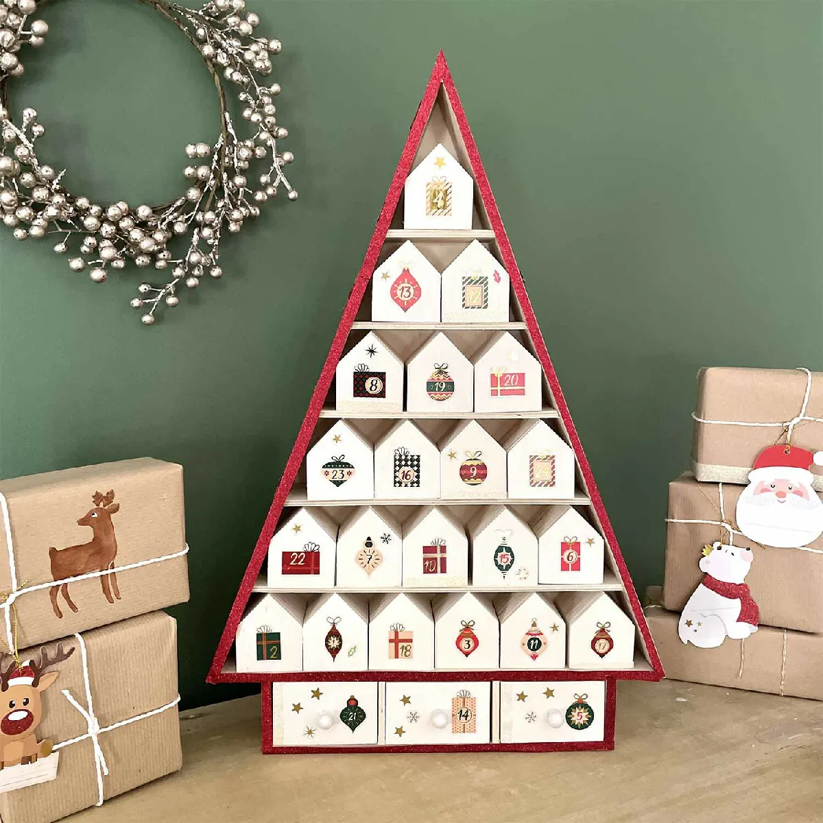 Artemio Calendrier de l'Avent Sapin en bois