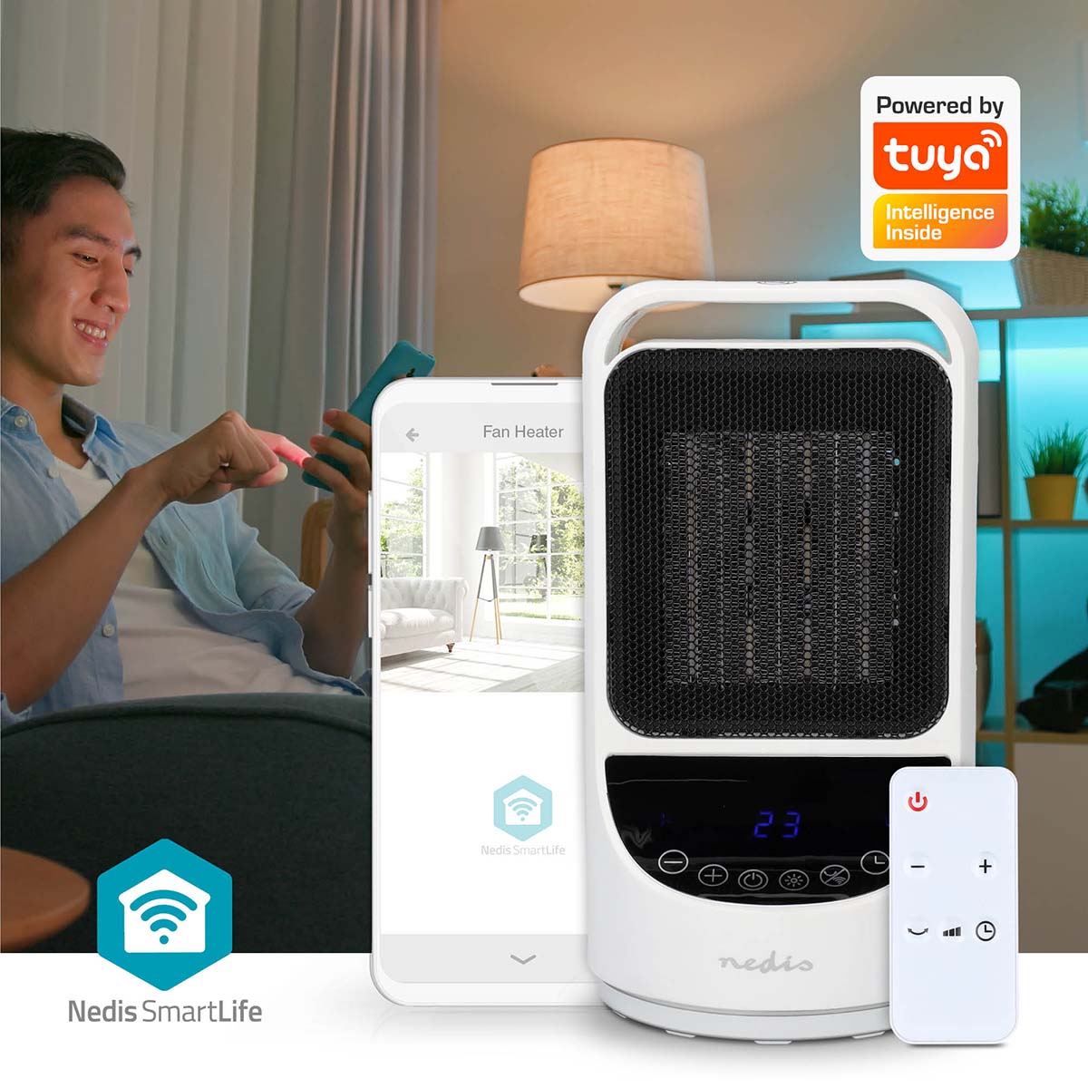 Nedis HTFA22WTW SmartLife keramische PTC-ventilatorkachel