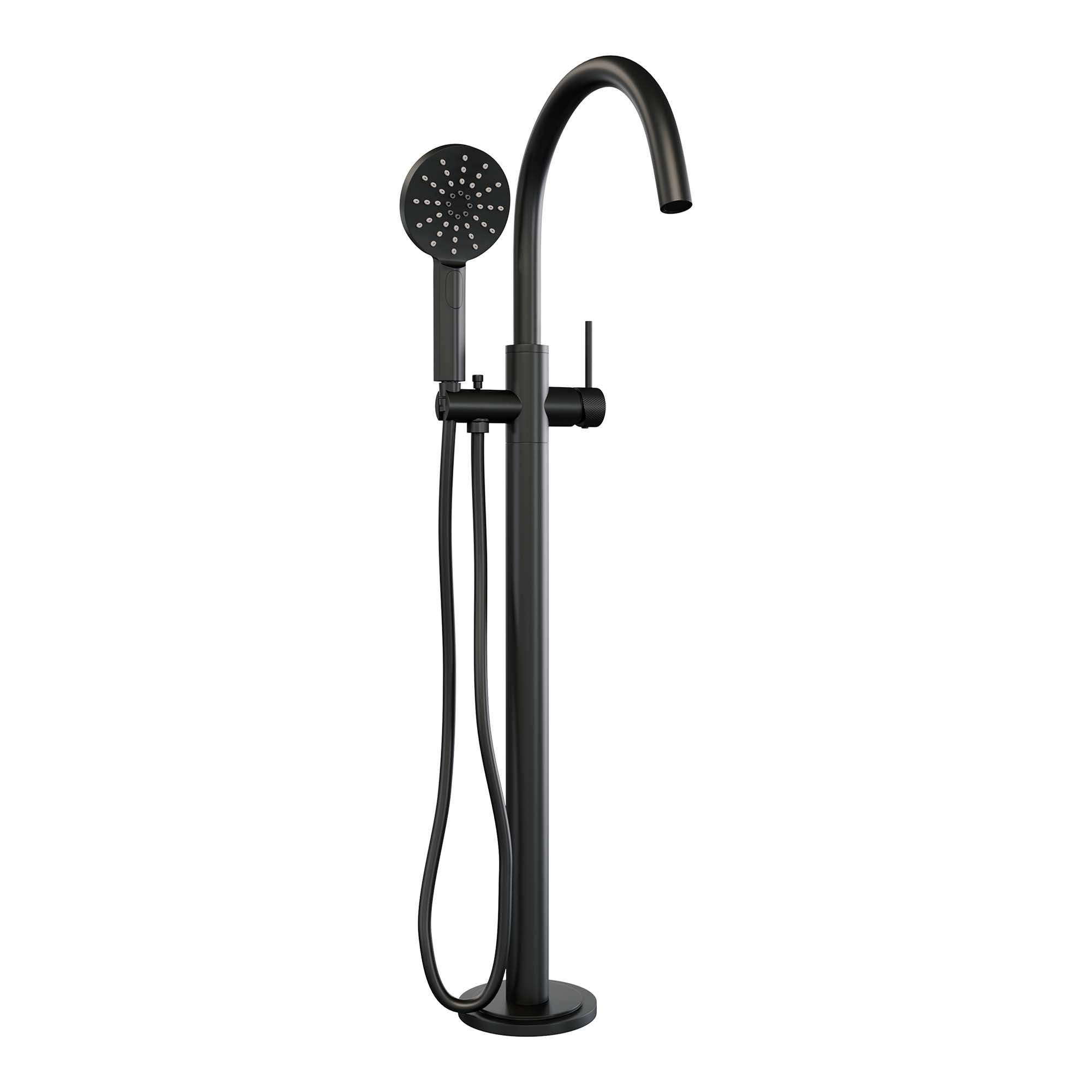 Brauer Black Carving vrijstaande badmengkraan met 3 standen handdouche mat zwart
