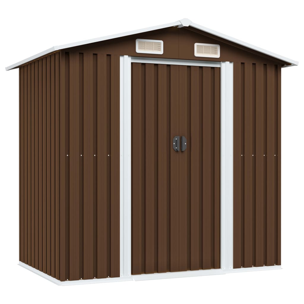Casinha de jardim vidaXL, aço, marrom, 204x132x186 cm