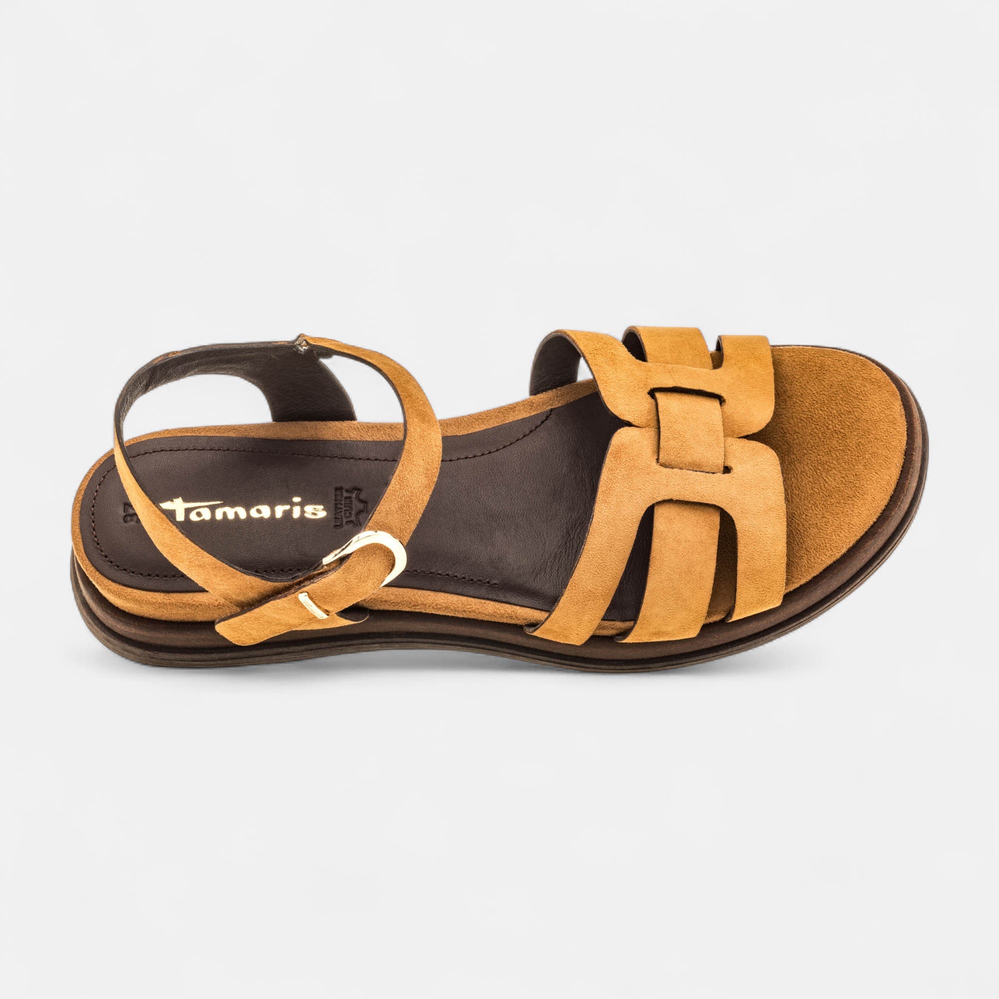 Nu-pieds Femme en cuir cognac