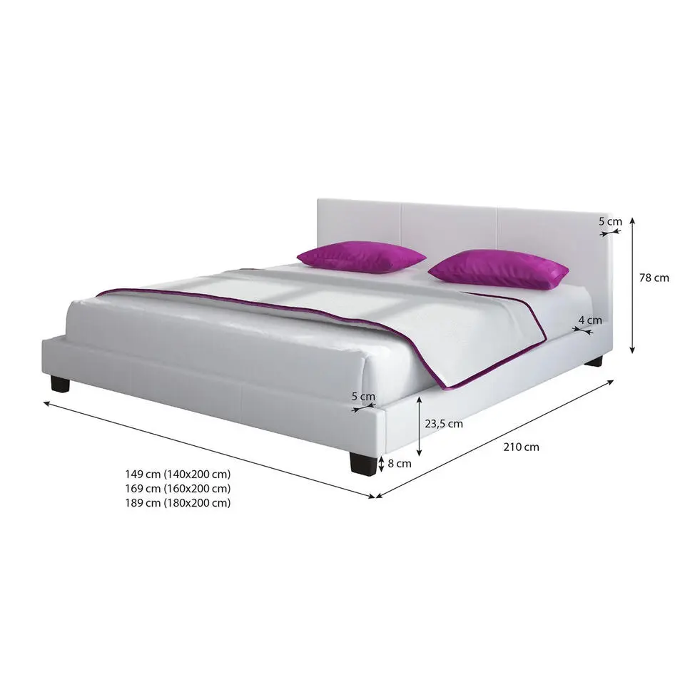 Meubella - Tweepersoonsbed George - Grijs - Stof - 160x200 cm