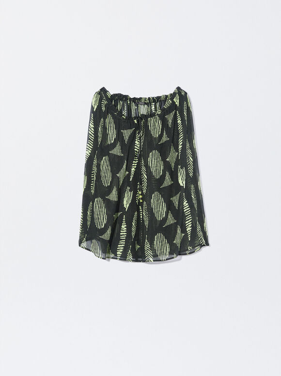 Camisa estampada com laço - Multicolorida
