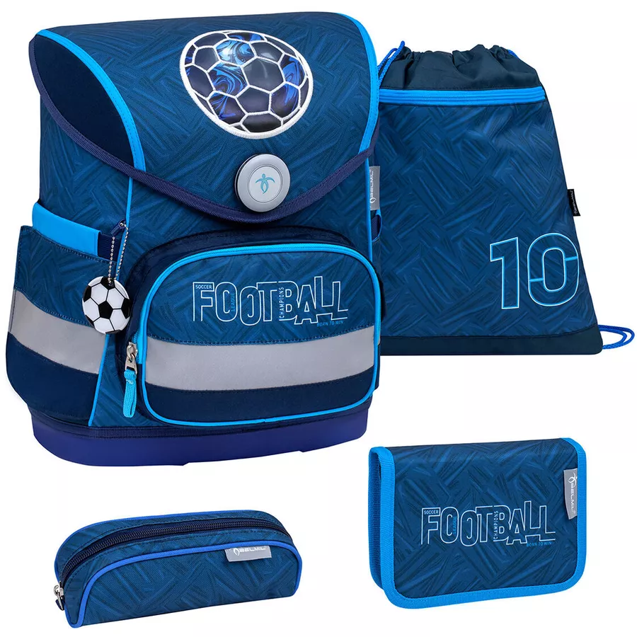 Belmil Schulranzen Compact Schulranzen Set 4-teilig mit Brustgurt Football Champions