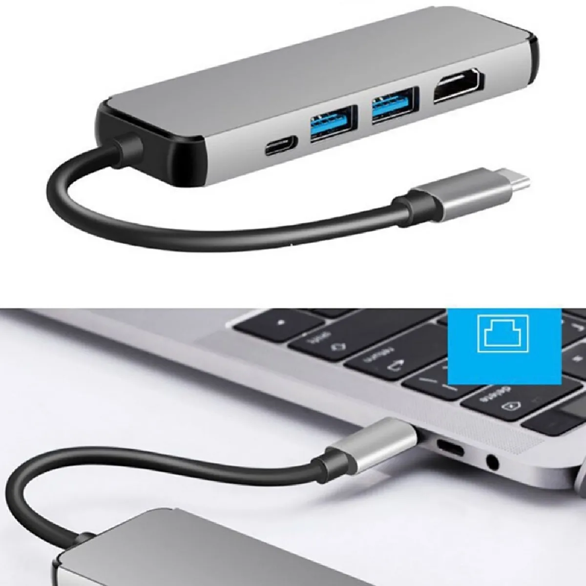 Wewoo USB-C Hub - HDMI + Ethernet