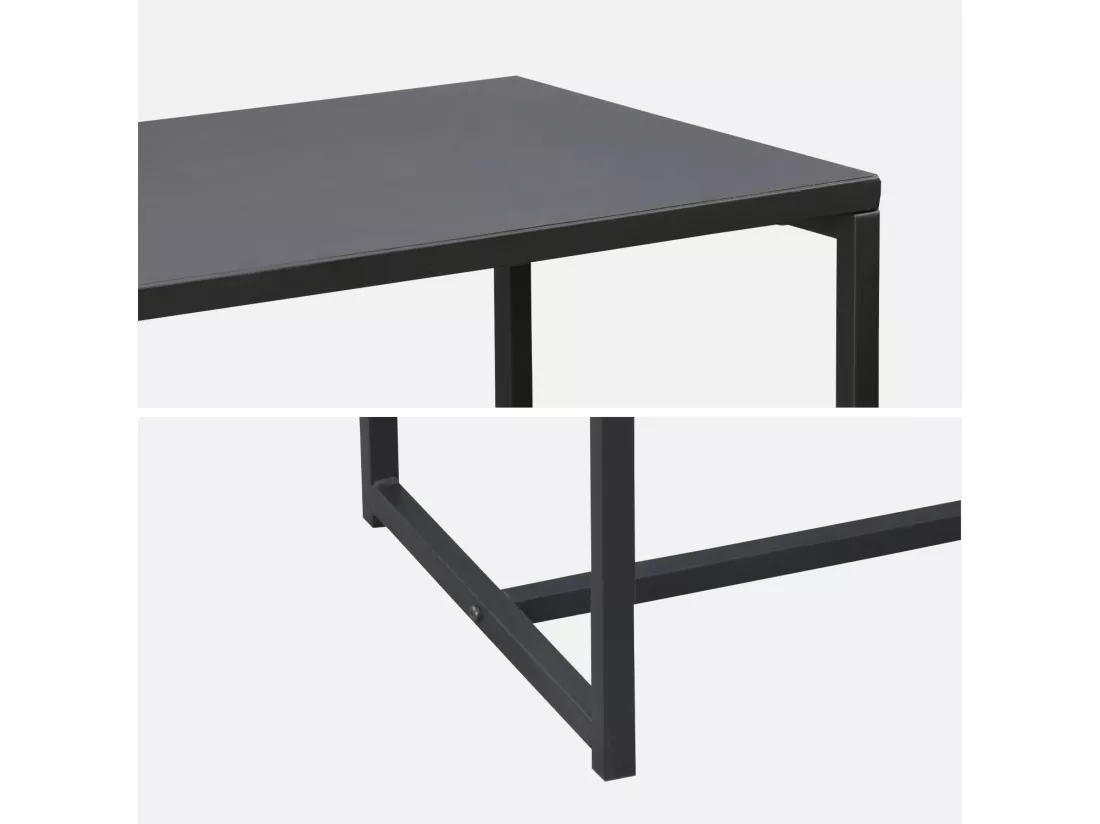 Console en métal noir 120 x 39 x 79cm - Industrielle - 1 barre de renfort