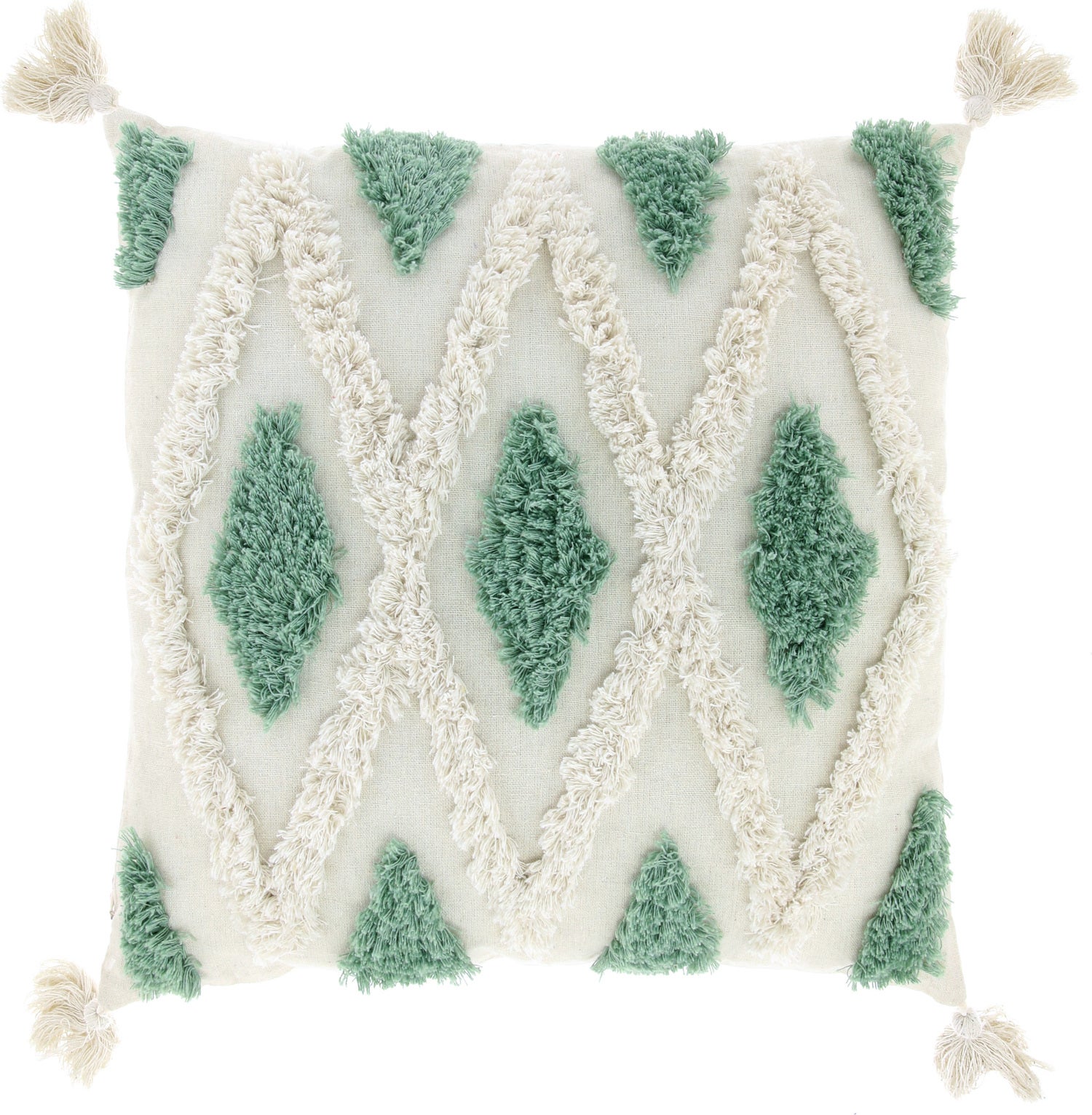 Unique Living sierkussen Alys wit / groen 45 x 45 cm